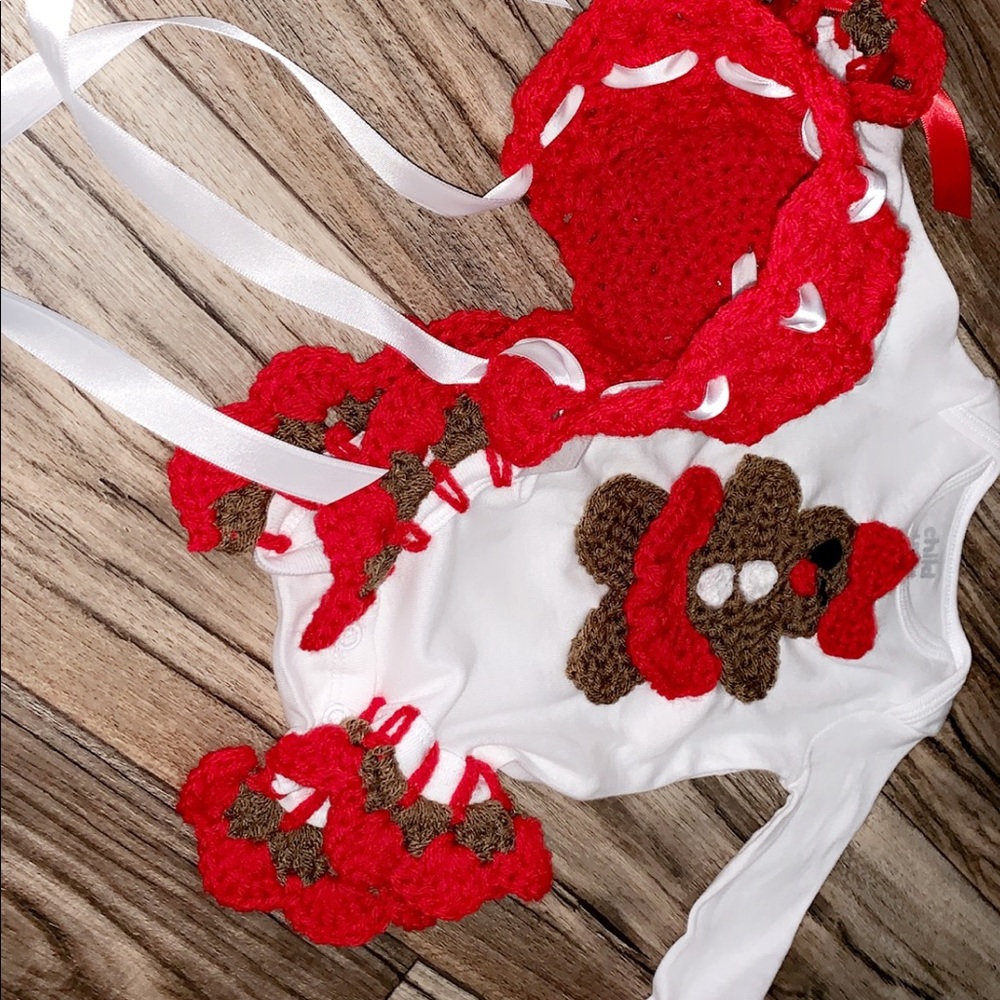 Gingerbread Girl Ruffles Onesie & Bonnet